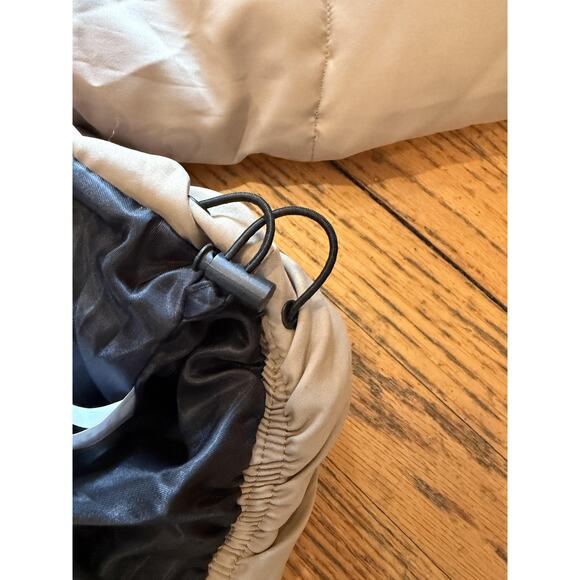 Shein Jacket Womens Large Beige Puffer Coat Zip Front Quilted Cropped Hem Warm - Picture 7 of 9